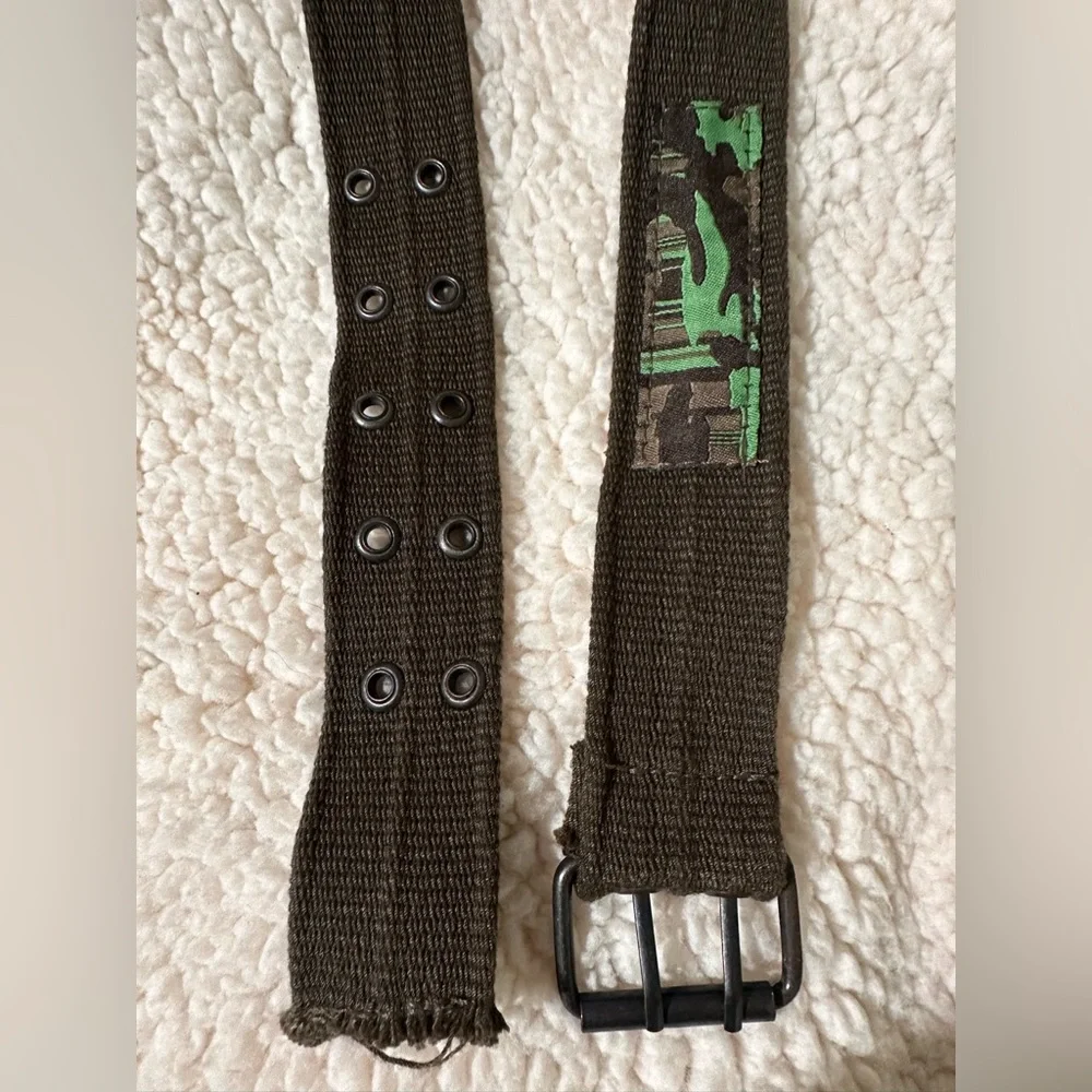 Boy’s Olive Green and Brown Canvas Camo Military Style Belt